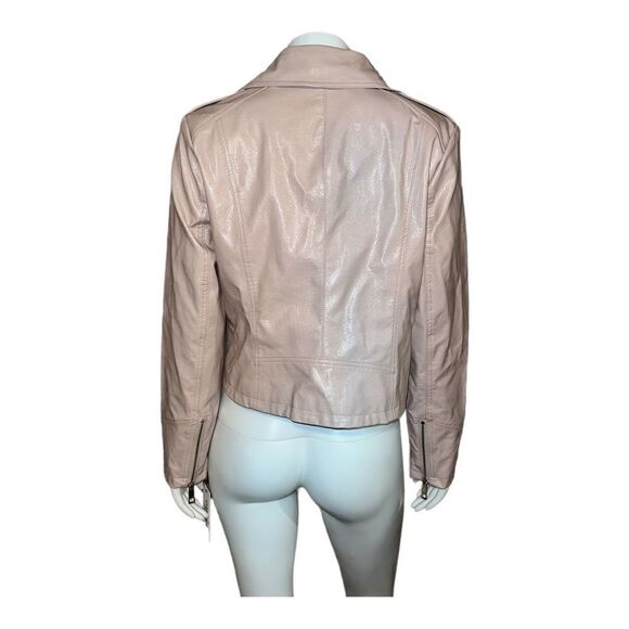 GUESS Women's Faux Leather Asymmetrical Moto Jacket Blush Pink XL NWT - Picture 3 of 9